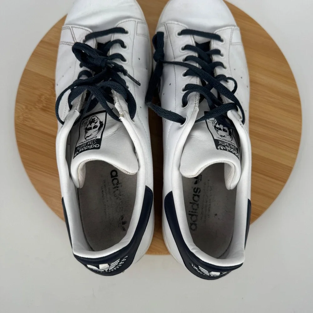Adidas Stan Smith Men's White Navy Leather Low‎ Top Sneakers Size 13